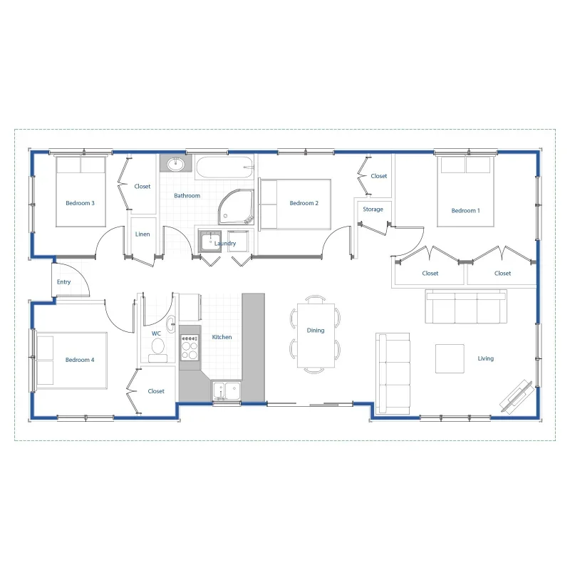 4 bedroom clever living house.