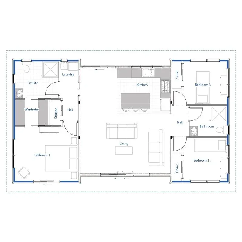3 bedroom clever living home. Angus design open plan living
