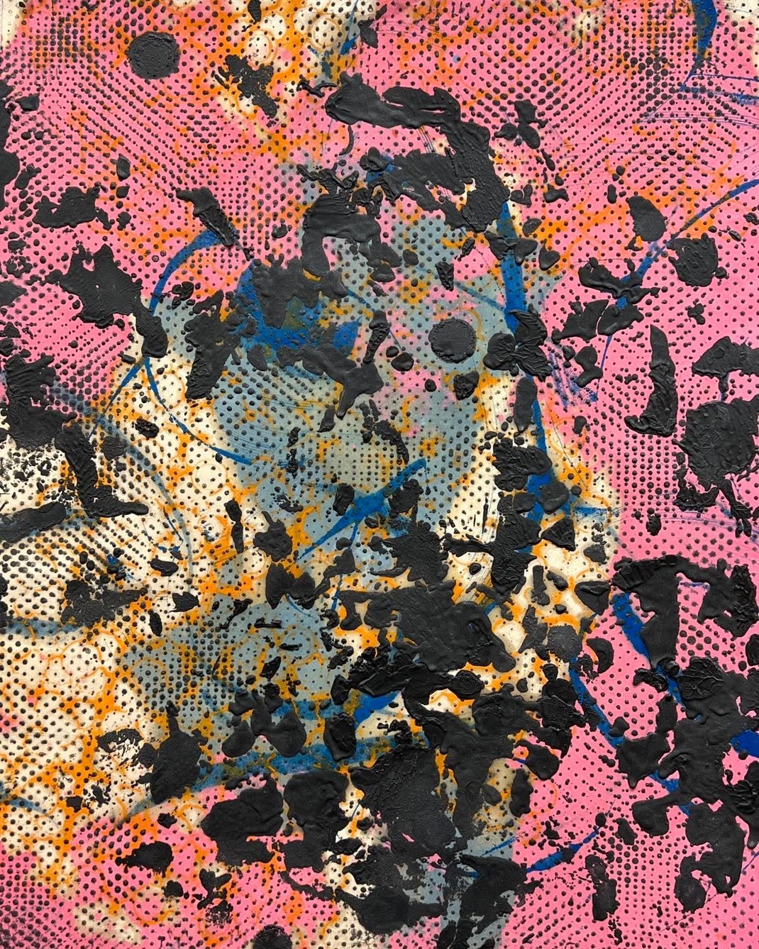 Encaustic Monotype Painting, 24&rdquo; x 24&rdquo; on Asian paper. Part of my new super colorful series of the last 5 months! &ldquo;All at Once&rdquo;#worksonpaper #encaustic #encaustimonotype #santafe #color