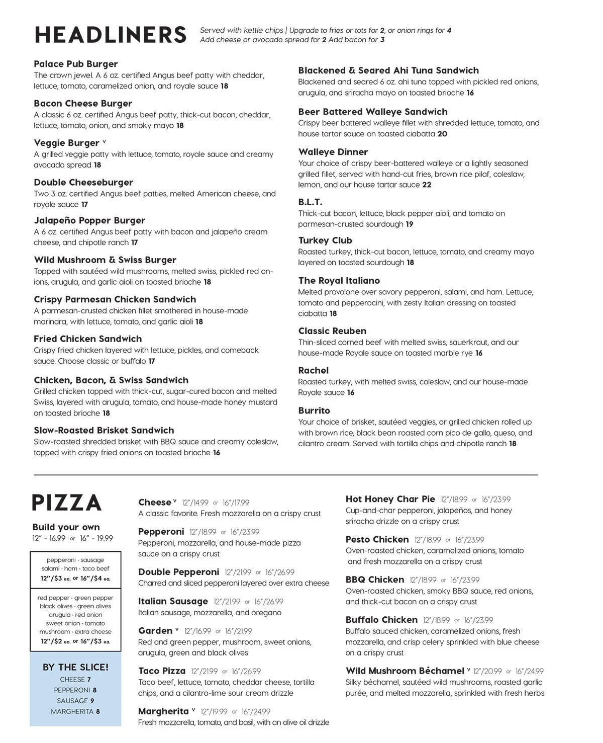 Palace Pub menu page 2