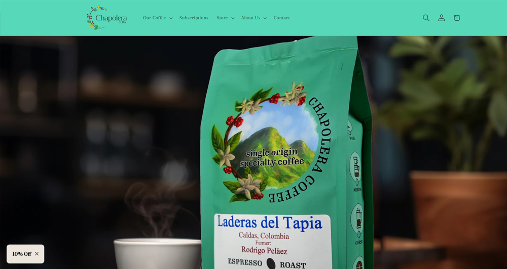 Website design and development for Chapolera Coffee, a specialty coffee brand focused on quality, origin, and authentic storytelling.