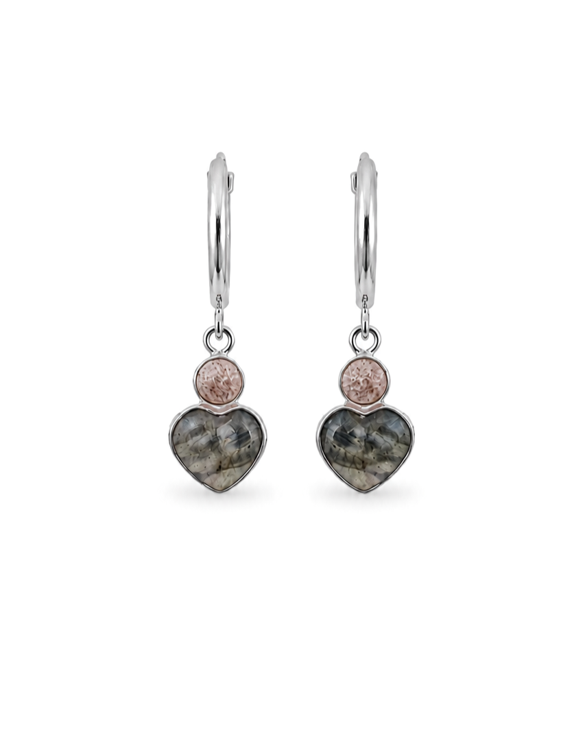 Labradorite Charm Hoop Earrings