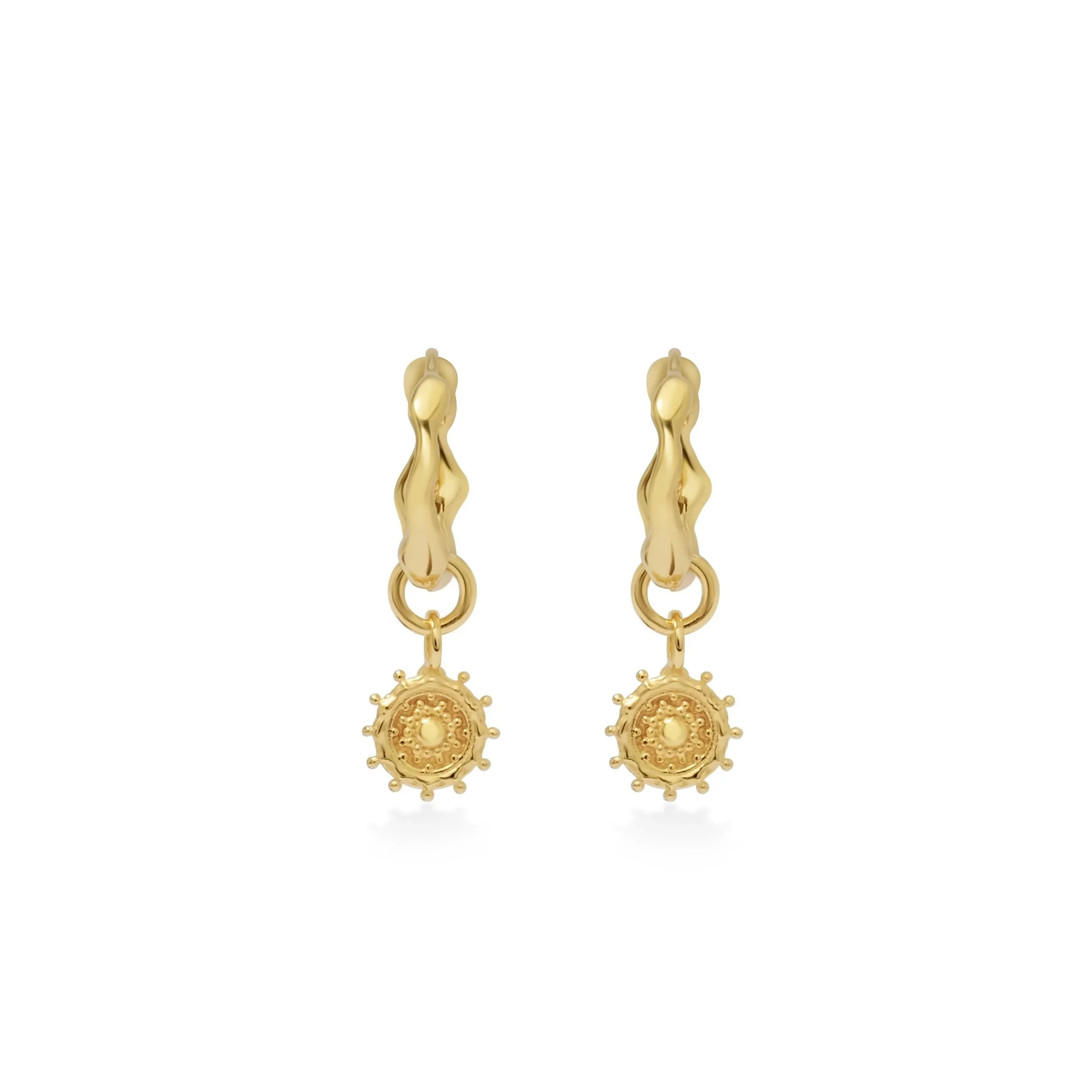 Gold Vermeil Tribal Charm Hoops