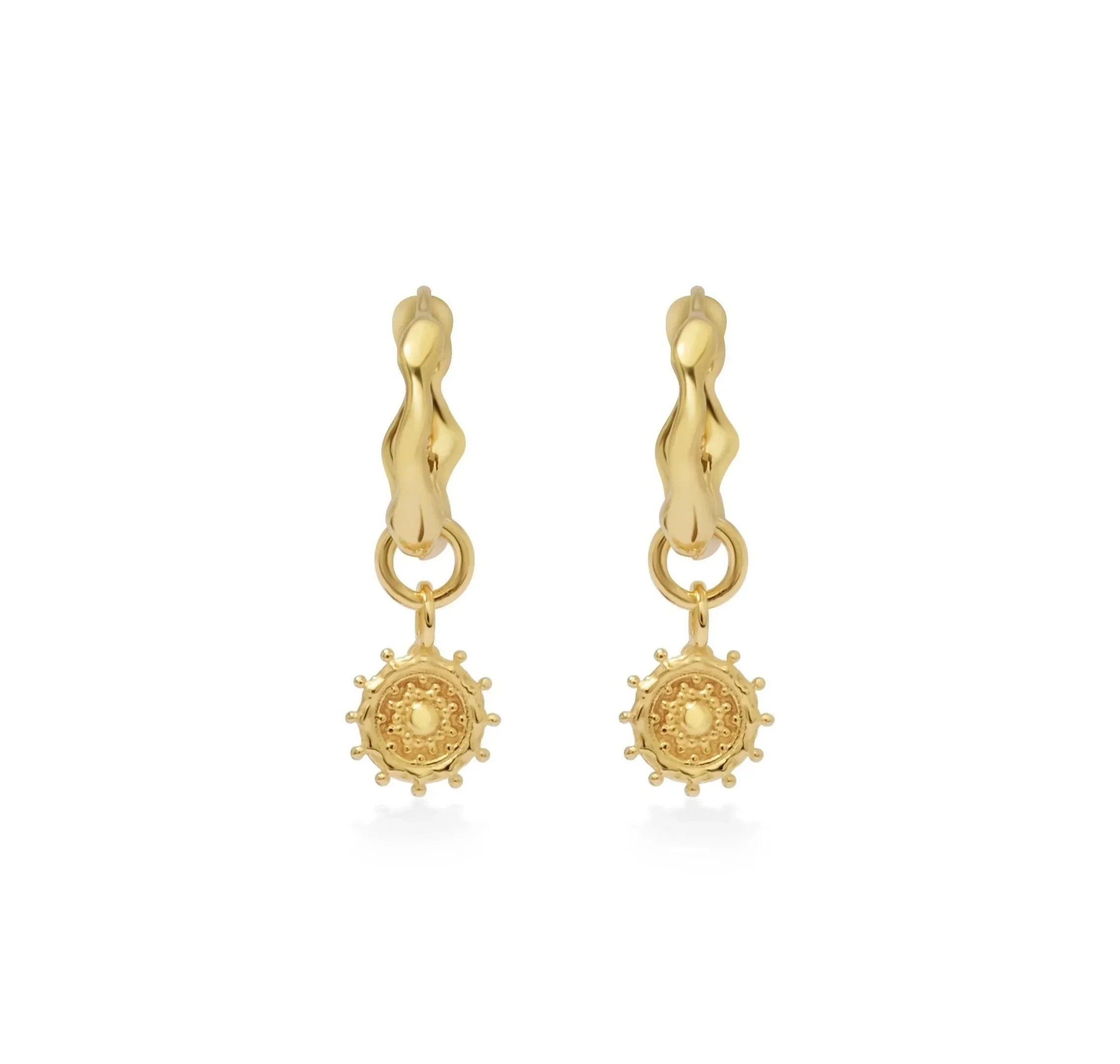 Gold Vermeil Tribal Charm Hoops