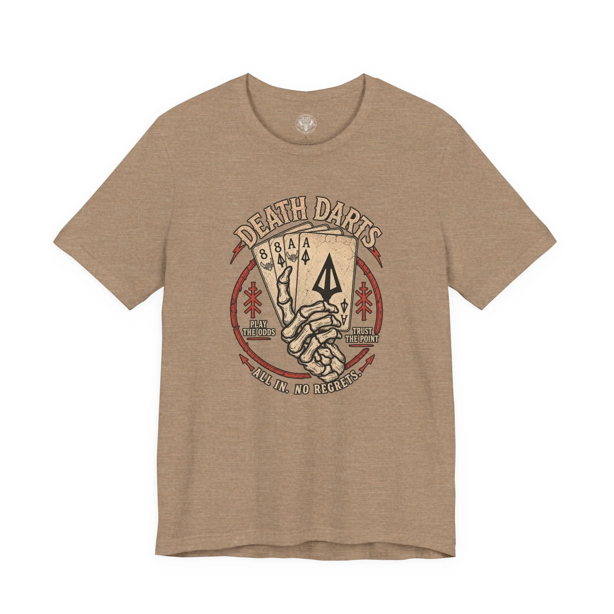 Ullrs Death Darts Tee — Skeleton Hand Playing Cards Graphic T-Shirt