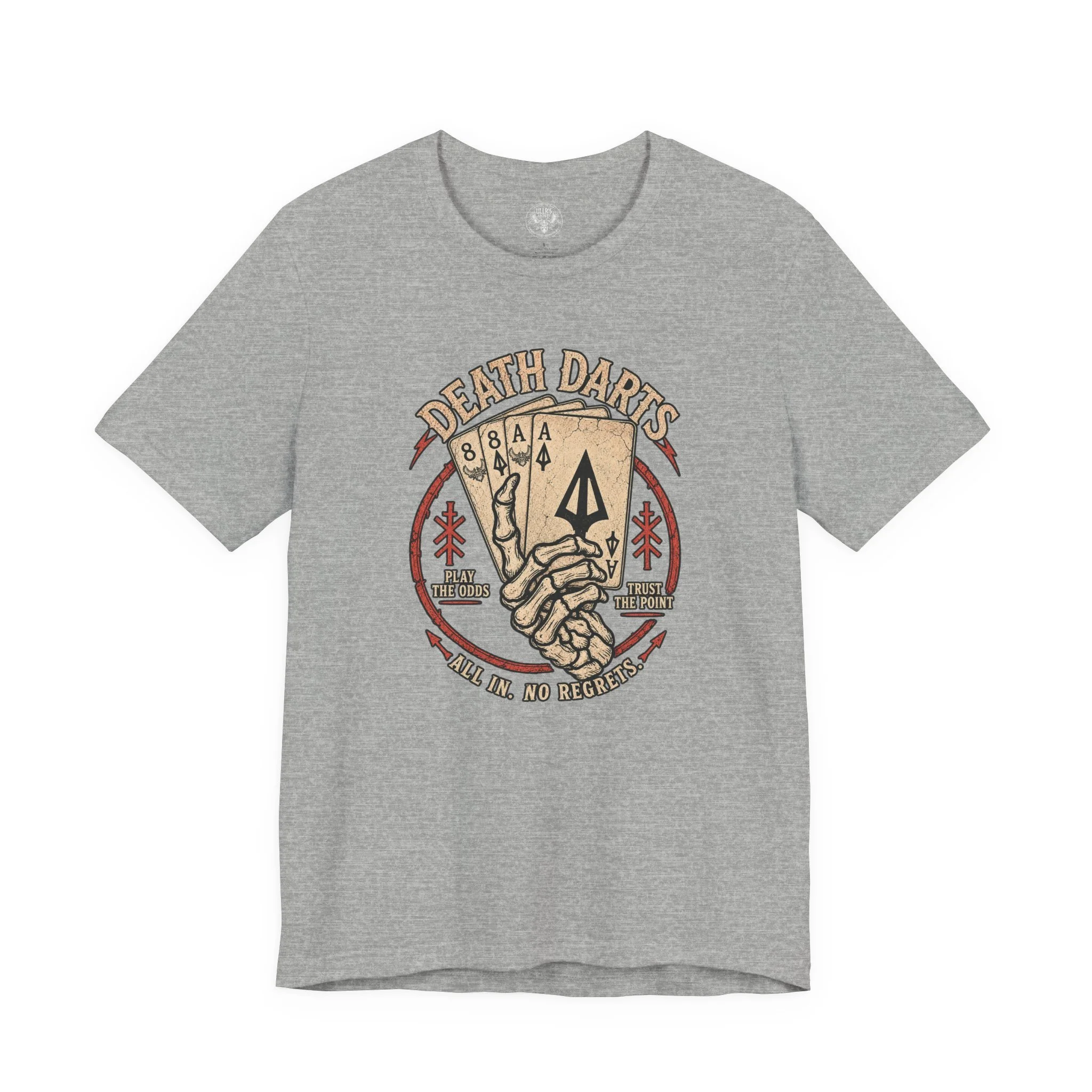 Ullrs Death Darts Tee — Skeleton Hand Playing Cards Graphic T-Shirt