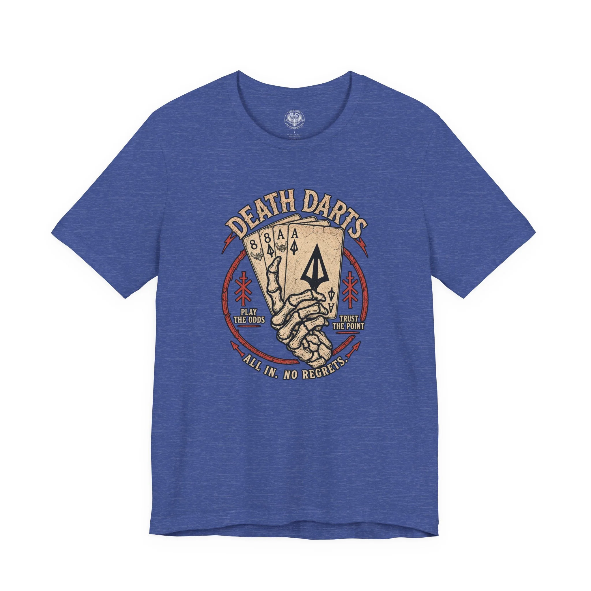 Ullrs Death Darts Tee — Skeleton Hand Playing Cards Graphic T-Shirt