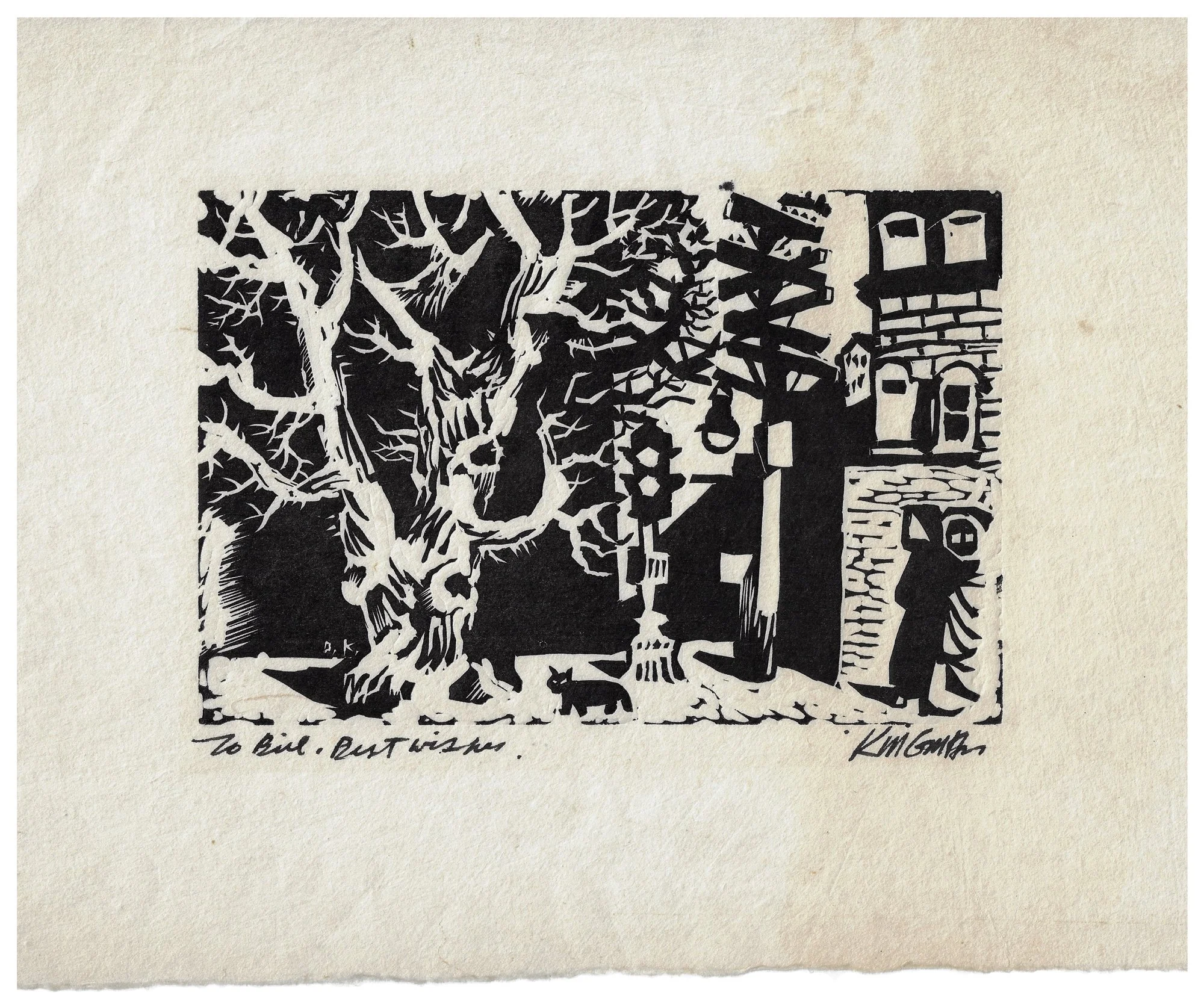 KINGMAN, Dong - Woodcut - UNTITLED STREET SCENE