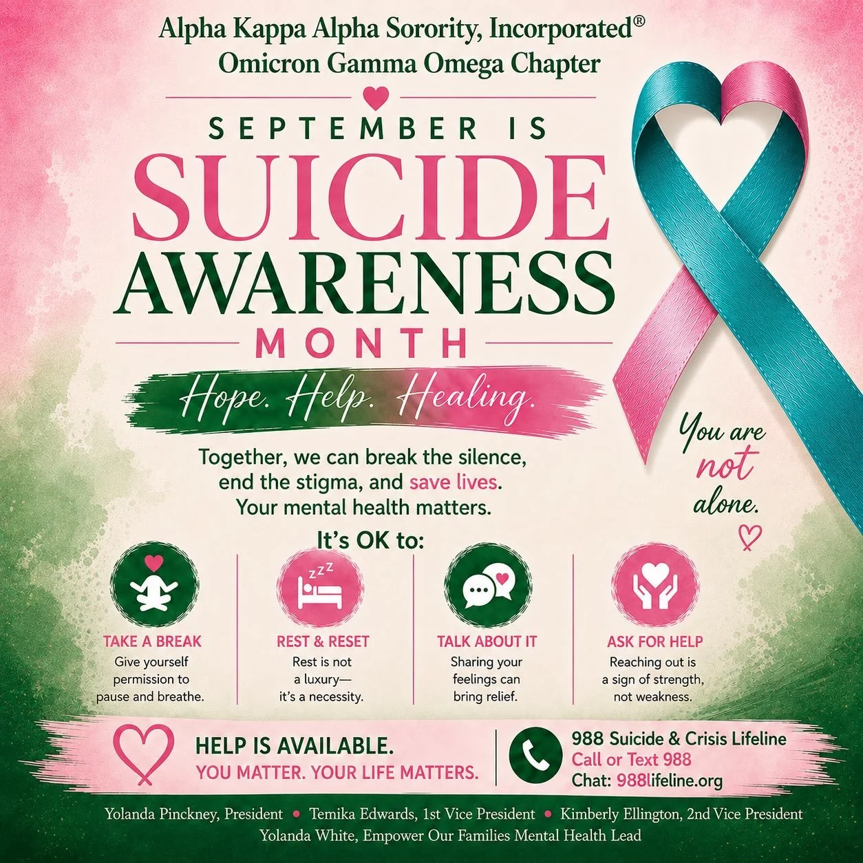 September is Suicide Prevention Month. You never know what someone is going through, so check on your people. 

 #aka1908 #suicideprevention #akanar1908