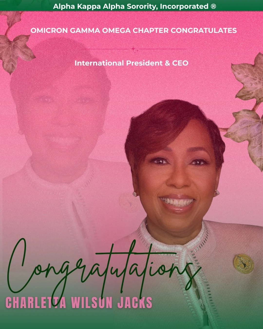 🎉 Congratulations to our newly selected International and Regional Directorate appointees! 💕💚

Under the esteemed leadership of International President &amp; CEO Charletta Wilson Jacks, we celebrate this dynamic group of women who have been called