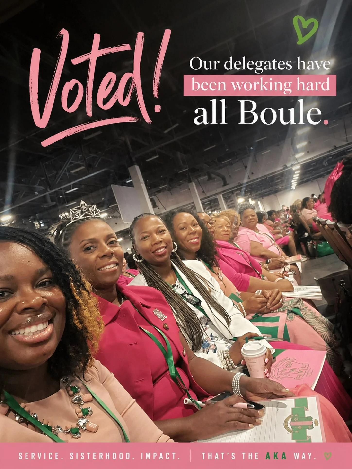 Every Vote Matters 🩷💚

Our delegates have been working tirelessly throughout the 72nd Boule, casting votes that will help shape the future of our beloved sisterhood.

Thank you to our delegates for your dedication, countless hours of preparation, a