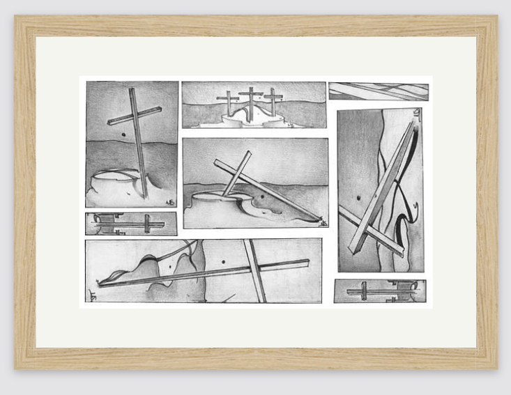 EASTER MOSAIC PENCIL FRAMED IN OAK WHITE BORDER.png