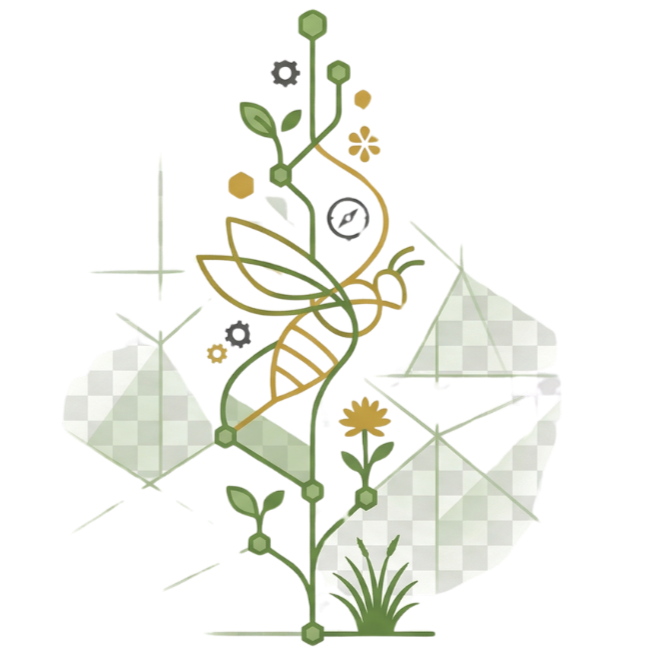 Geometric drawing of an outline square with sections divided by vertical, horizontal, and half circle lines.