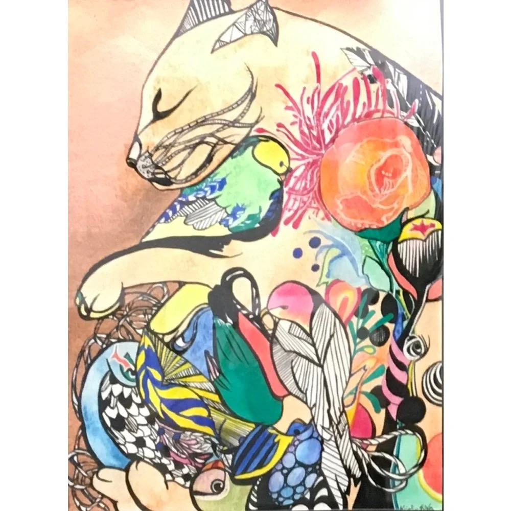 Kristin Silva
“Garden Nap” 
Ink and Watercolor 
12" x 9" 
$220