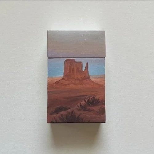 Angel Lesnikowski
Cigarette Box Project #07
Oil on Seneca Silver 100s
10” x 8”
$200.00