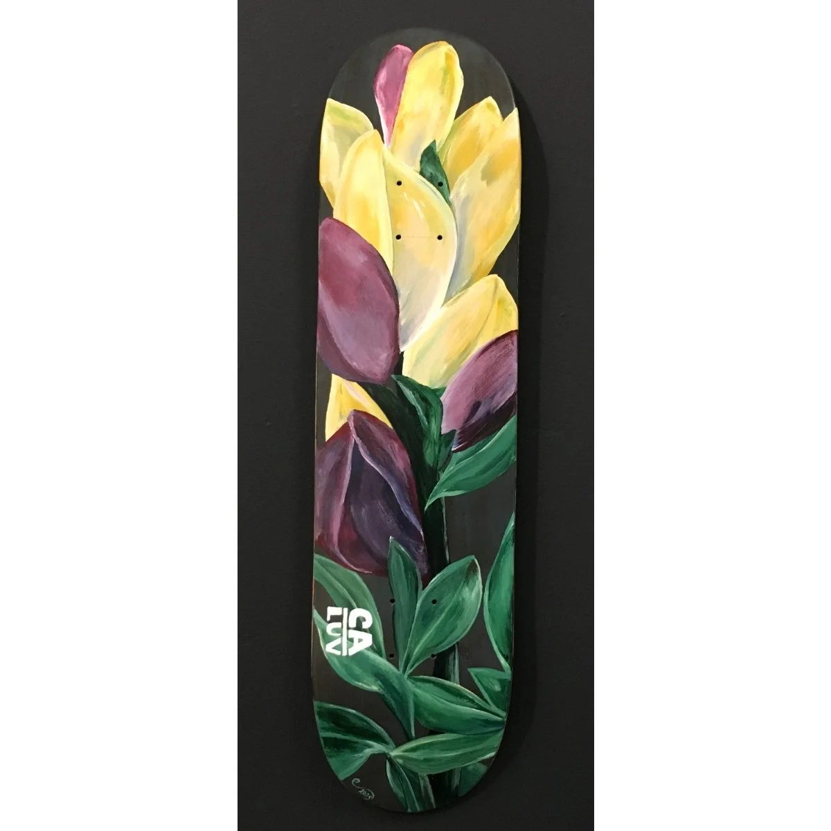 Erica Thomas - "Spring" - Acrylic on Skate Deck - 32x8.5 - $450