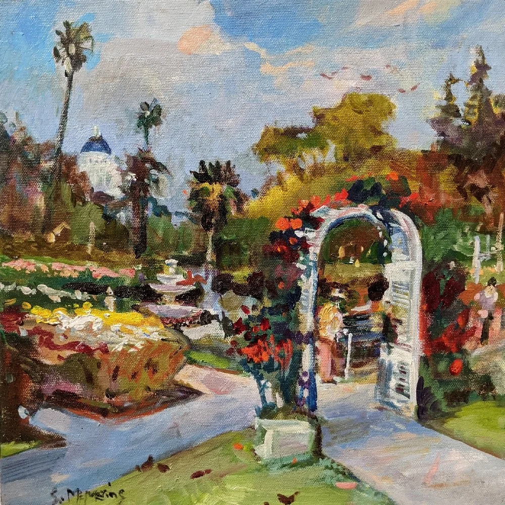 Steve Memering
“Capitol Rose Garden” 
Oil on Canvas 
12" x 12" 
$575