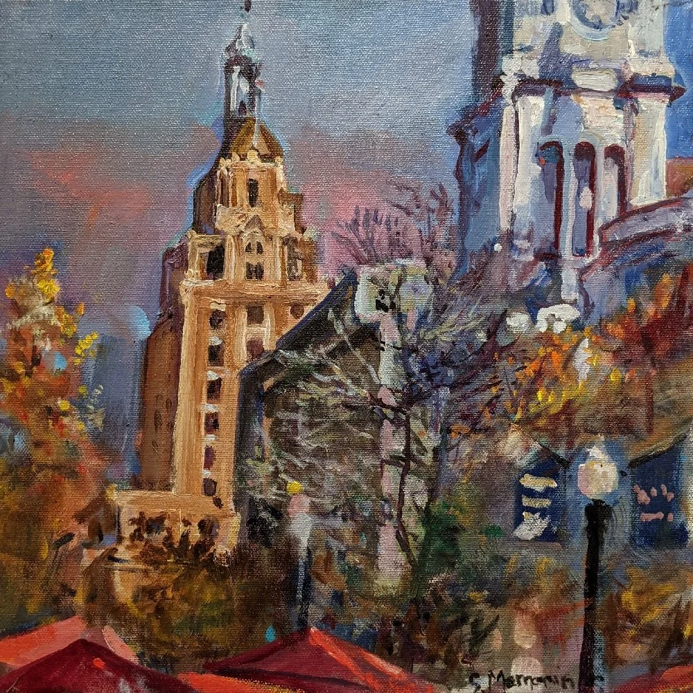 Steve Memering
“Autumn View of the Elks Building” 
Oil on Canvas 
12" x 12" 
$575
