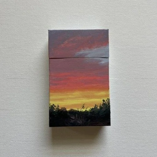 Angel Lesnikowski
Cigarette Box Project #54
Oil on Seneca Silver 100s
10” x 8”
$200.00