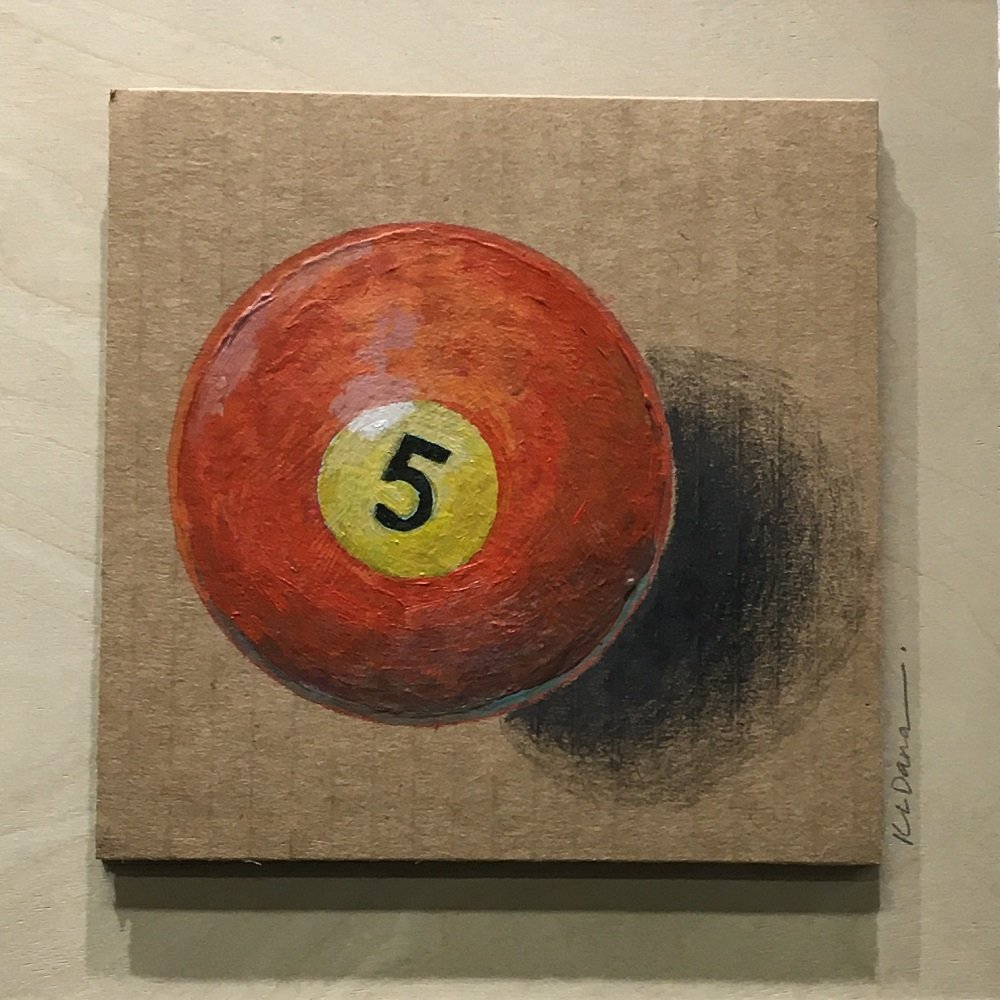 Kathy Dana
"Wall Ball No.5"
Acrylic on Cardboard 
8” x 8”
$95.00