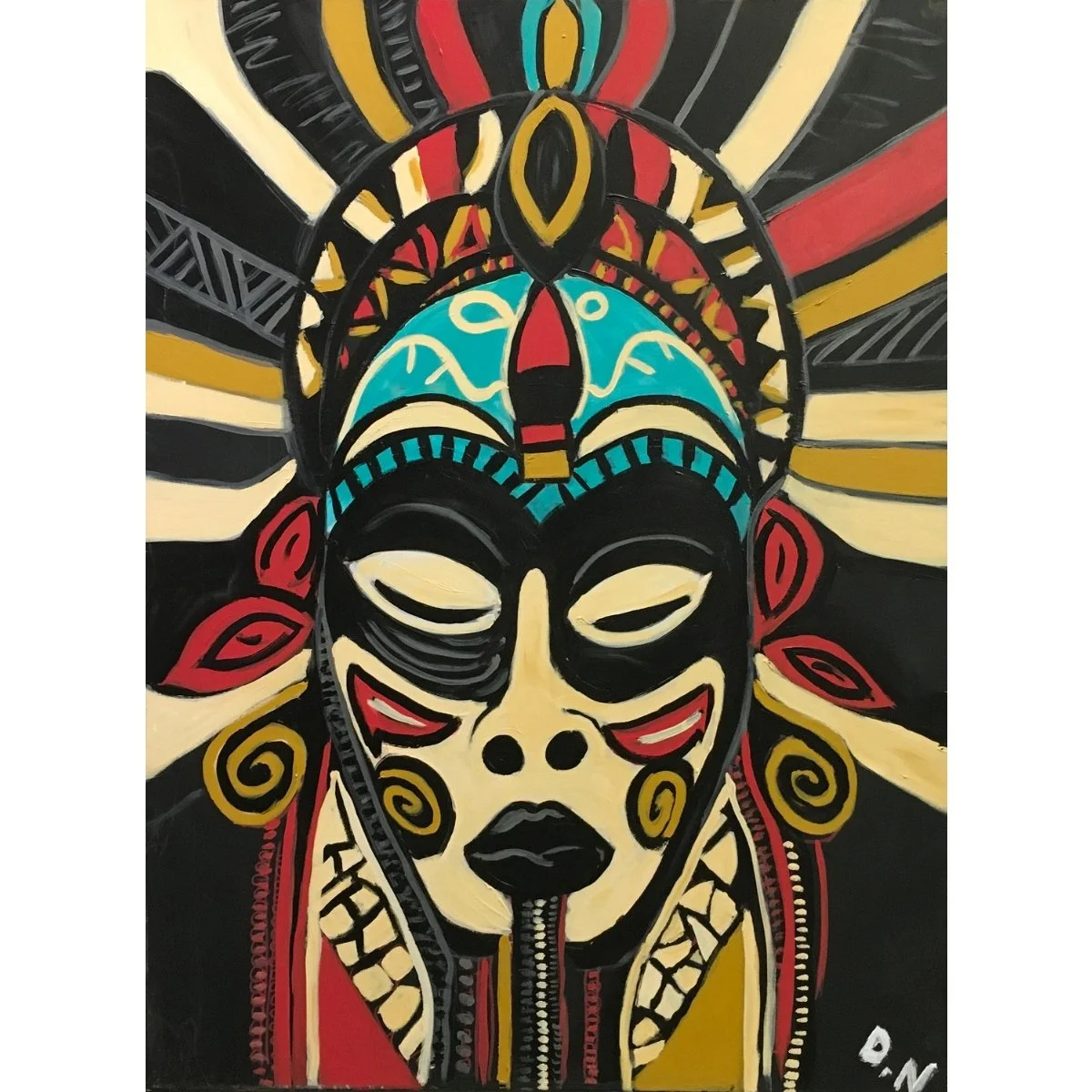 Danitta Nelson - "African Tribal Dance" - Acrylic on Canvas - 48x36 - $800