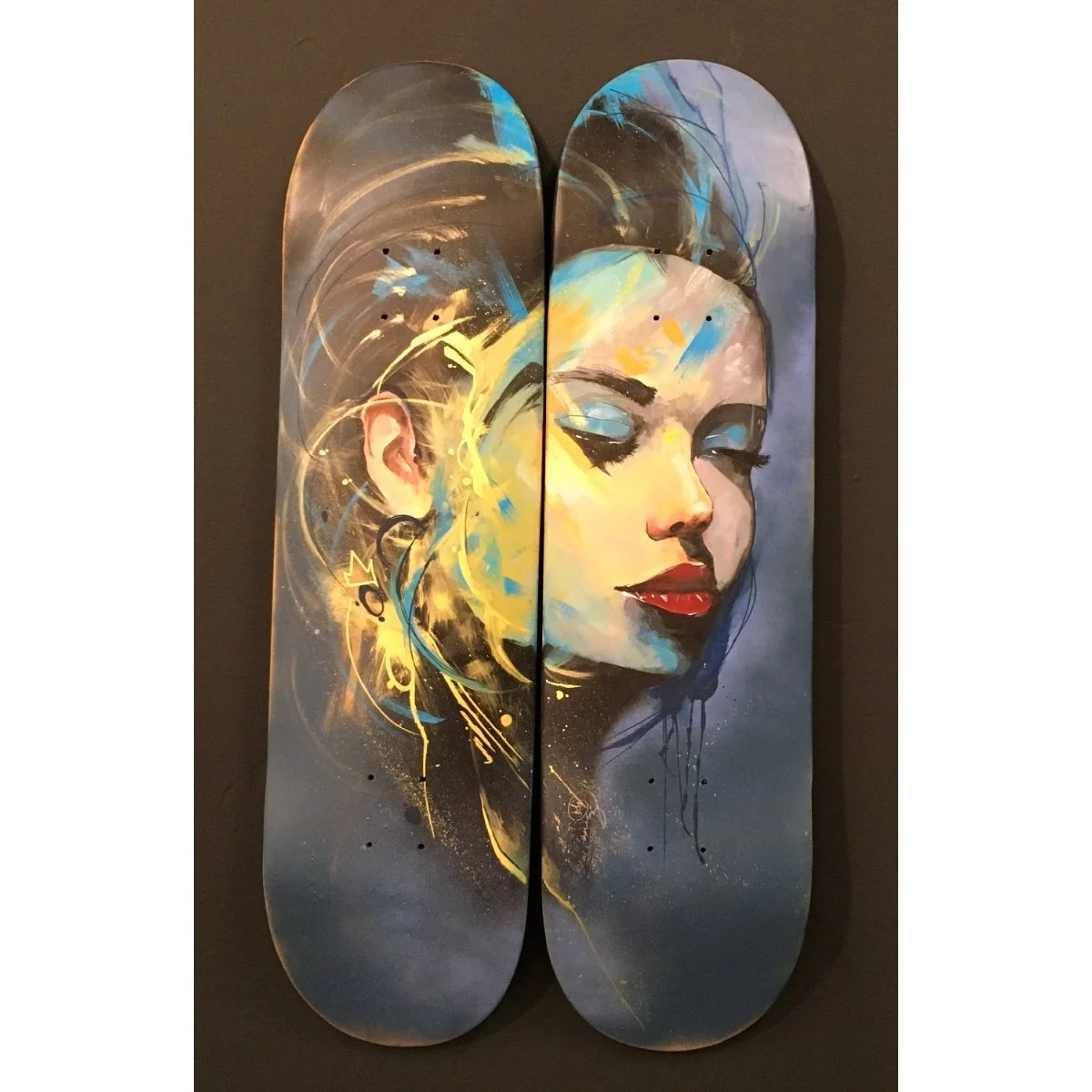 Oscar "DTALE" Gomez - "Feeling Blu" - Mixed, Diptych - 32x17 - $700