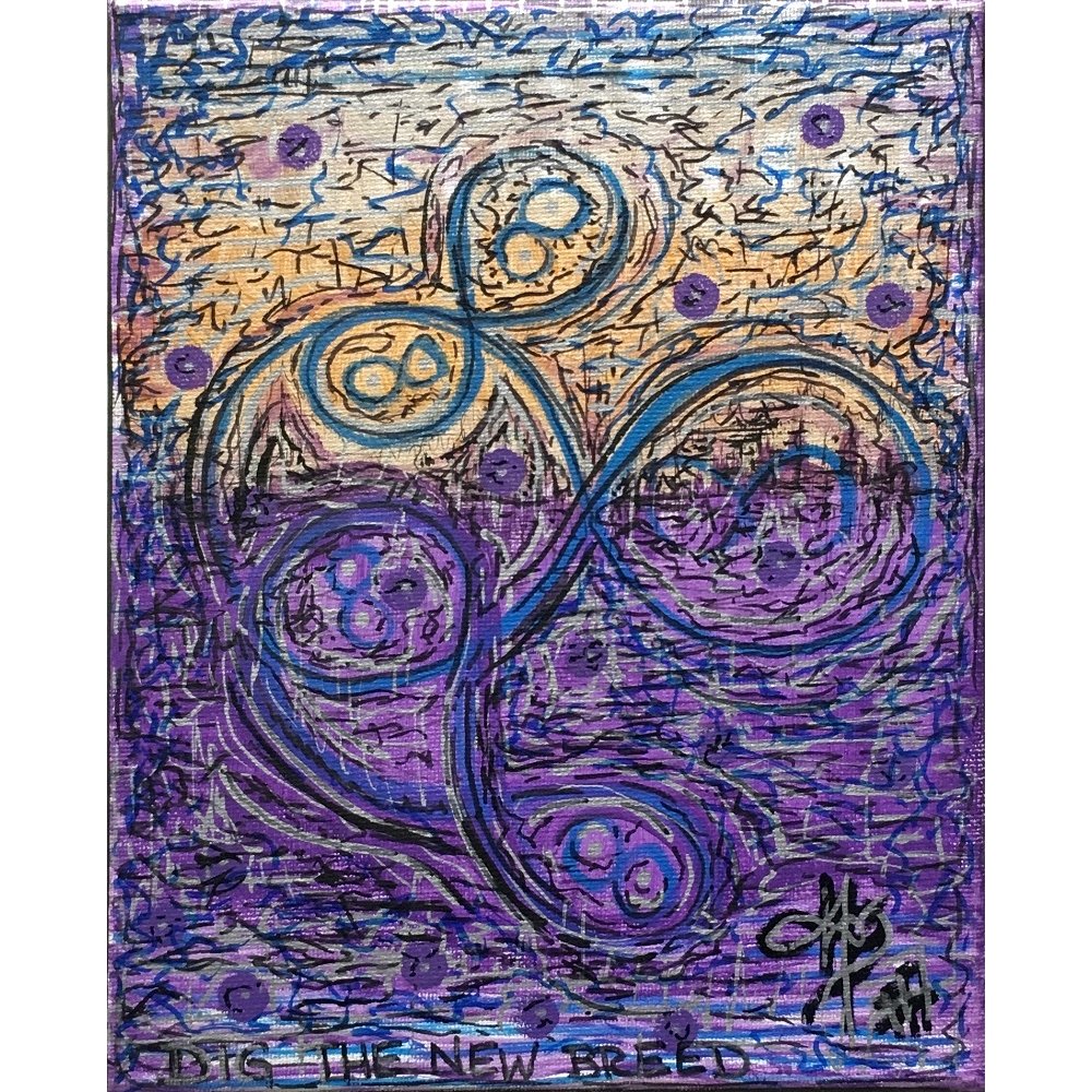 Dimitri Stanich
“Dig the New Breed” 
Acrylic, Pen, & Ink on Canvas
10" x 8" 
$450