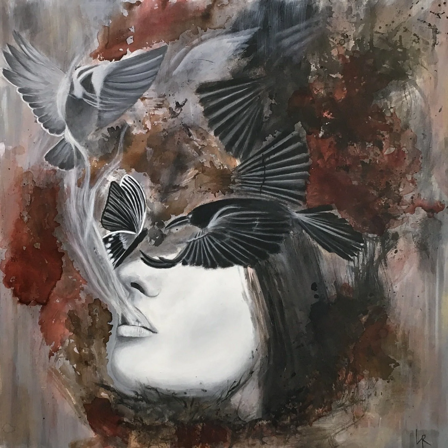 Liliana Rodriguez  - "Rinascere" - Acrylic/Alcohol Ink - 36x36 - $3,500