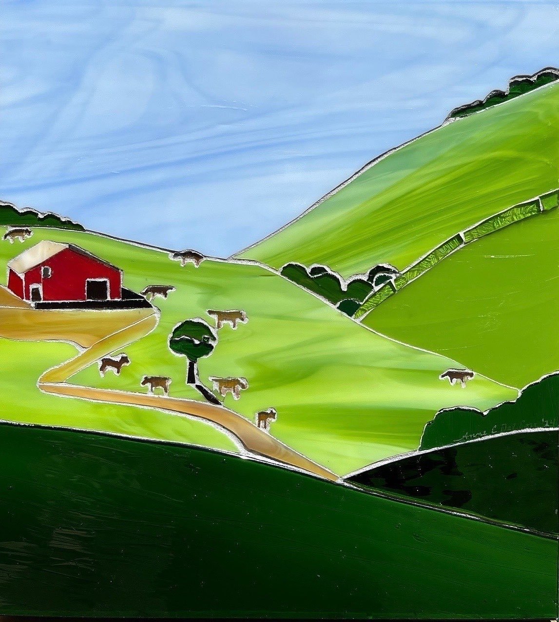 Anne Del Core
"Solano Valley Pastures"
Glass Mosiac on Backerboard
13.5"x12"
$695