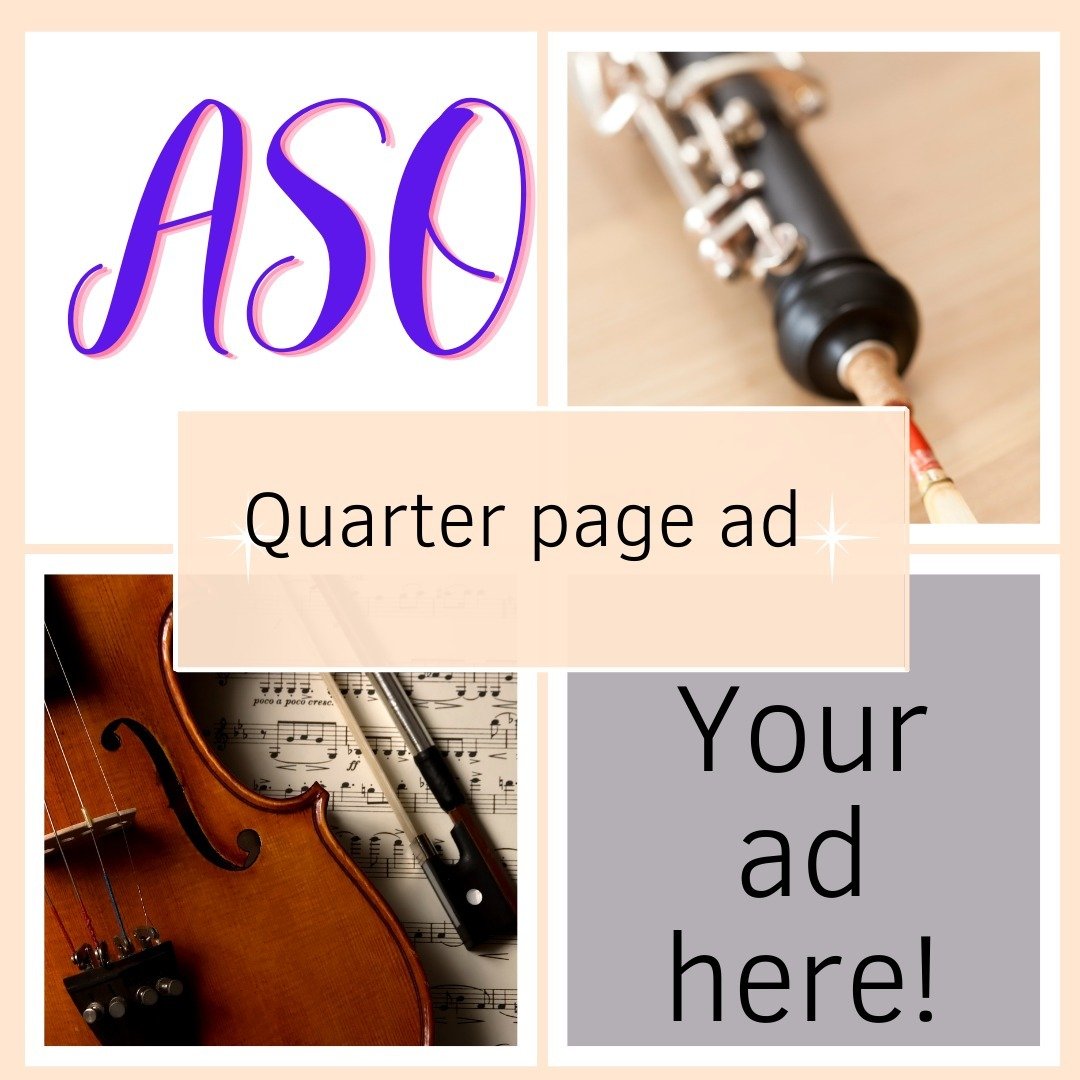Have something to advertise? Consider both advertising your business and supporting the ASO at the same time! 

We are putting together our 2024-2025 season concert guide. This professionally published book is in the hands of concert-goers all season