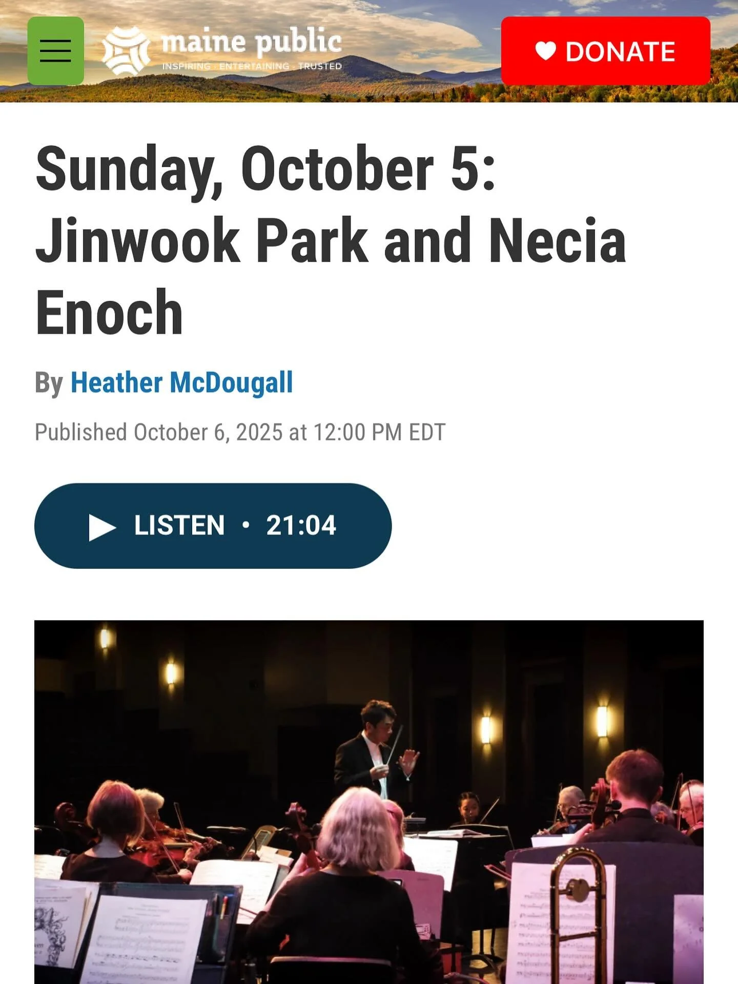 The Augusta Symphony was featured in a radio interview this weekend on Maine Public Classical! Check out the extended interview on their website! Direct link in profile. 
https://www.mainepublic.org/show/state-of-the-art/2025-10-06/sunday-october-5-j