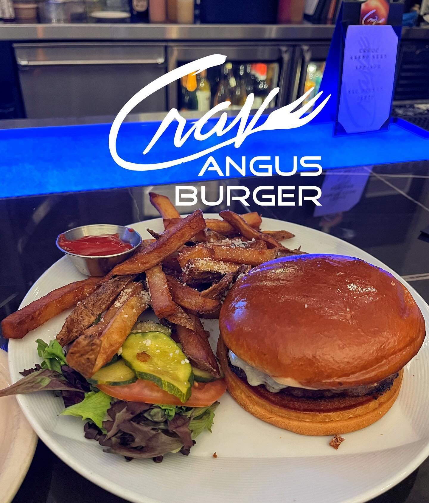 Treat yourself this Friday night with our mouthwatering Angus Burger at Crave! Indulge in the savory flavors of hoisin miso aioli, fried onions, and your choice of cheese, all served on a brioche bun. Join us and savor every bite of this delicious cr