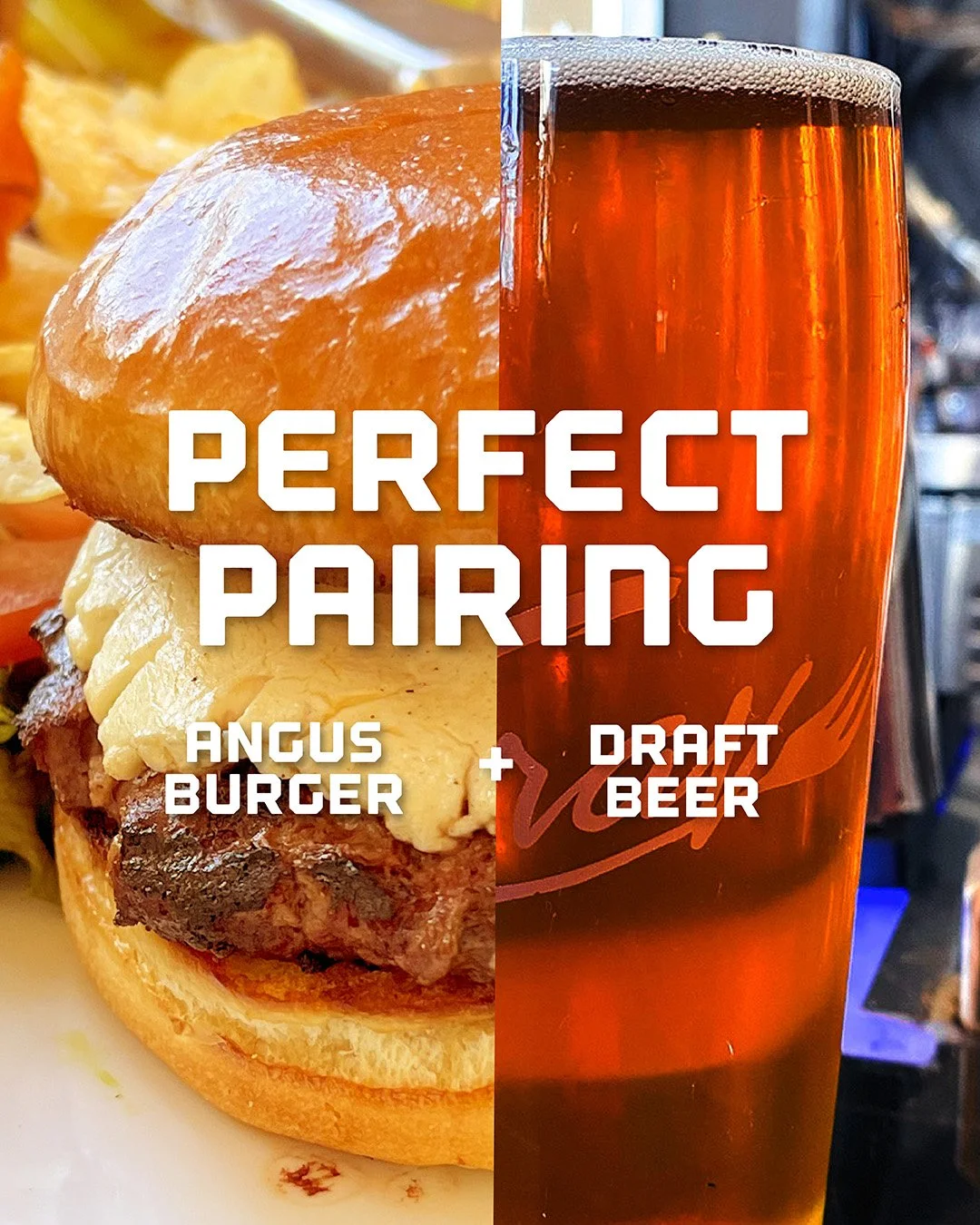 This week's Perfect Pairing: Our Angus Burger with a cold draft beer. It's the kind of combination that just makes sense.

The burger: Peruvian comeback sauce. Fried onions. Brioche bun. Your choice of cheese. 

On tap:  Stella, Krombacher, Thirsty D