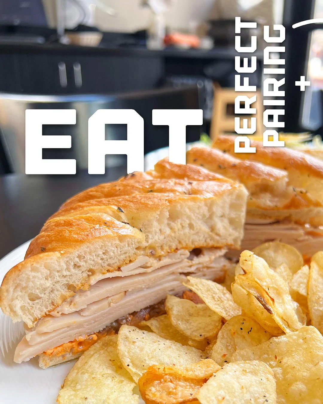 Some things belong together. Our Roast Turkey Breast, loaded with whipped brie, bacon, apple, and dijon herb aioli on focaccia, meets its match in the Pear Tini. The cocktail's fruit-forward sweetness lifts every savory, rich bite. Order both. Thank 