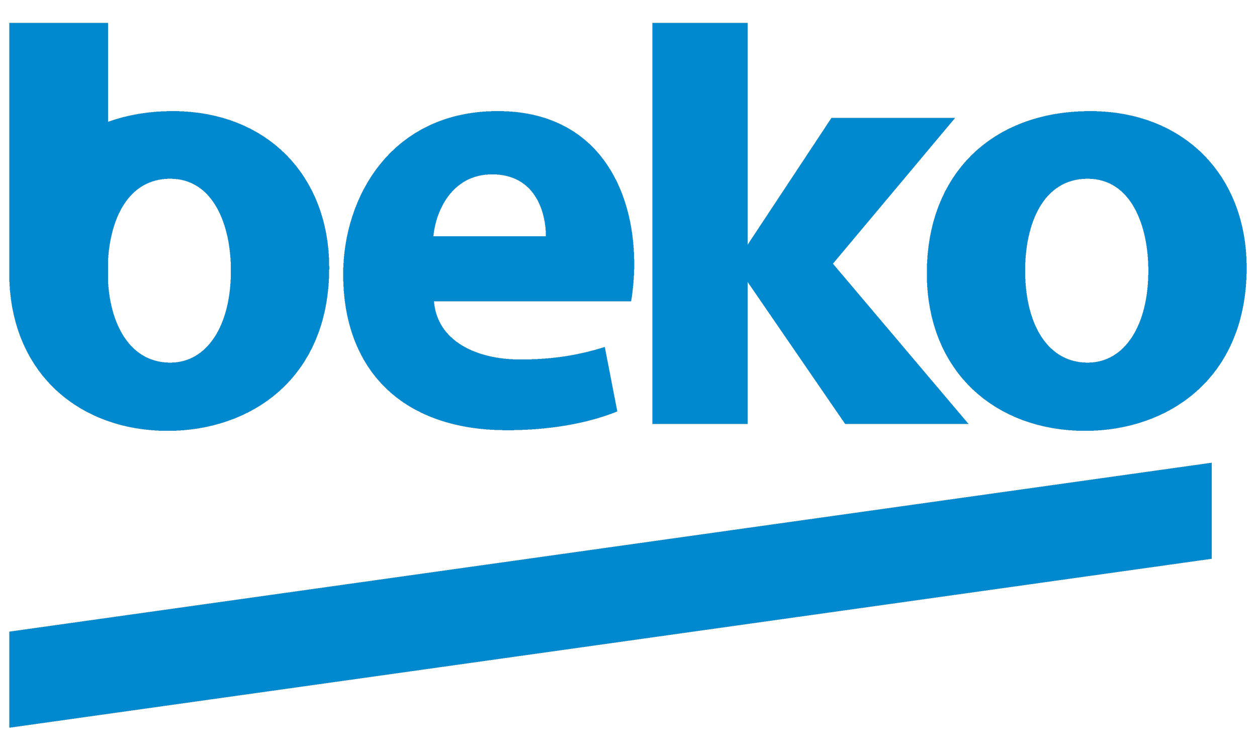 The word 'beko' in bold, blue capital letters with a black background.