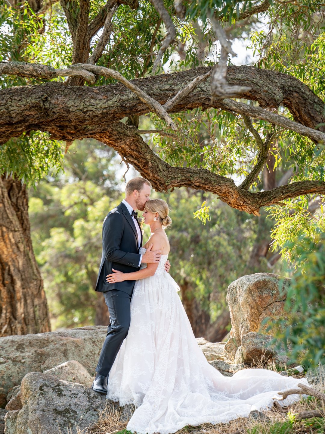 Caitlyn's journey to the wedding ceremony was just as meaningful as the vows themselves - she brought her two showjumping horses, riding alongside her dad through the rolling hills of the valley towards the celebration. It was a quiet, grounded momen