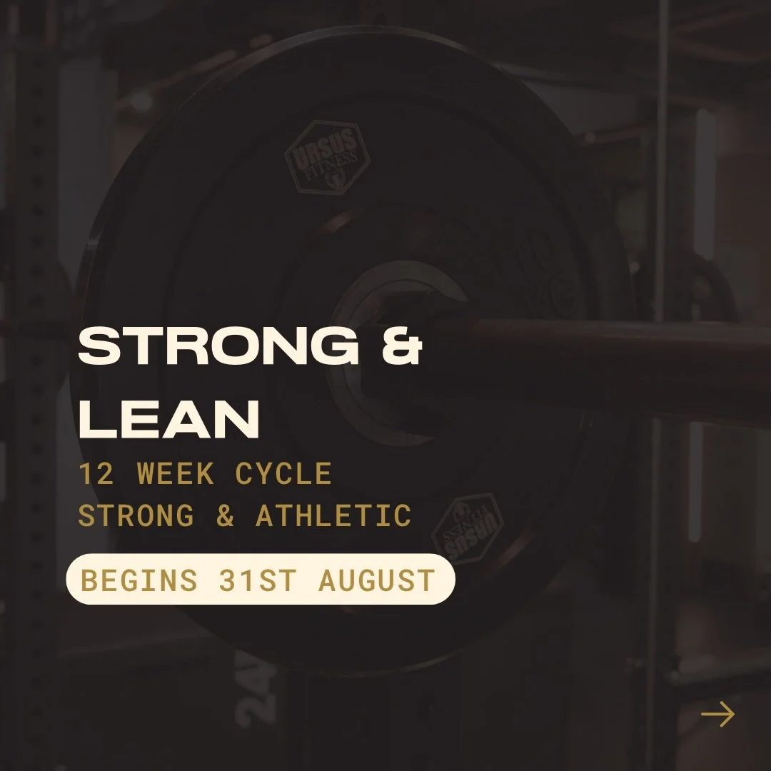 3 Phases. 12 Weeks. 

Starting Monday 31st August, we are starting our new strength cycle, Strong &amp; Athletic.

WHAT YOU NEED TO KNOW 👇🏼

4 KPIs: Back Squat 5RM, Bench Press 5RM, Deadlift 5RM + Strict Chin-Ups / Weighted 5RM

We&rsquo;ll establi