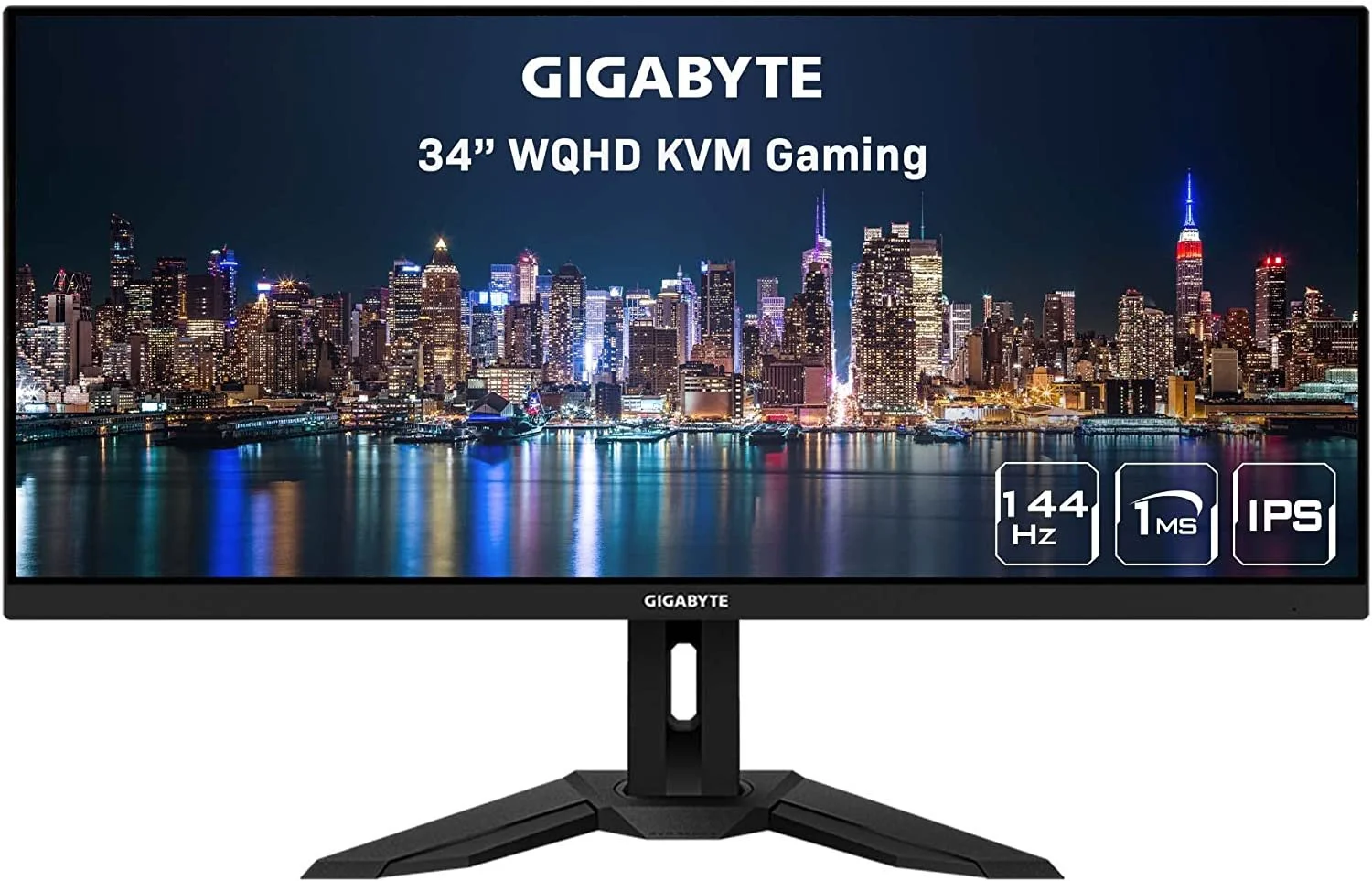 GIGABYTE M34WQ 34" 144Hz Ultrawide KVM Gaming Monitor, 3440 x 1440 IPS Display, 1ms (MPRT) Response Time, 91% DCI-P3, HDR Ready, 1 Display Port 1.4, 2 HDMI 2.0, 2 USB 3.0, 1 USB Type-C