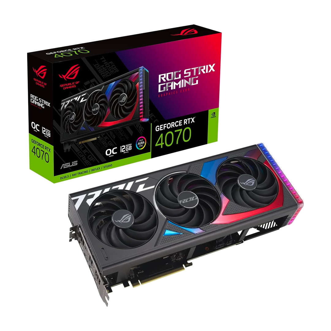 ASUS ROG Strix GeForce RTX™ 4070 OC Edition Gaming Graphics Card (PCIe 4.0, 12GB GDDR6X, DLSS 3, HDMI 2.1, DisplayPort 1.4a)