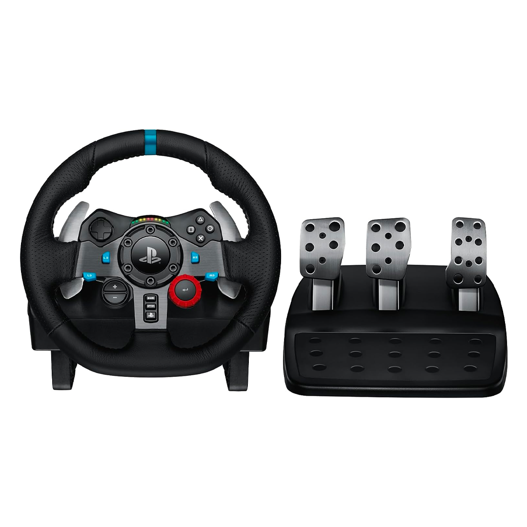 Logitech G923 Racing Wheel and Pedals, TRUEFORCE up to 1000 Hz Force  Feedback, Responsive Driving Design, Dual Clutch Launch Control, Genuine  Leather