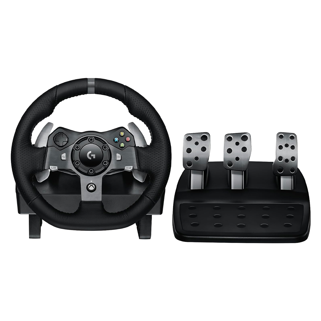 Logitech G920 Driving Force Racing Wheel and Floor Pedals, Real Force Feedback, Stainless Steel Paddle Shifters, Leather Steering Wheel Cover for Xbox Series X|S, Xbox One, PC, Mac - Black