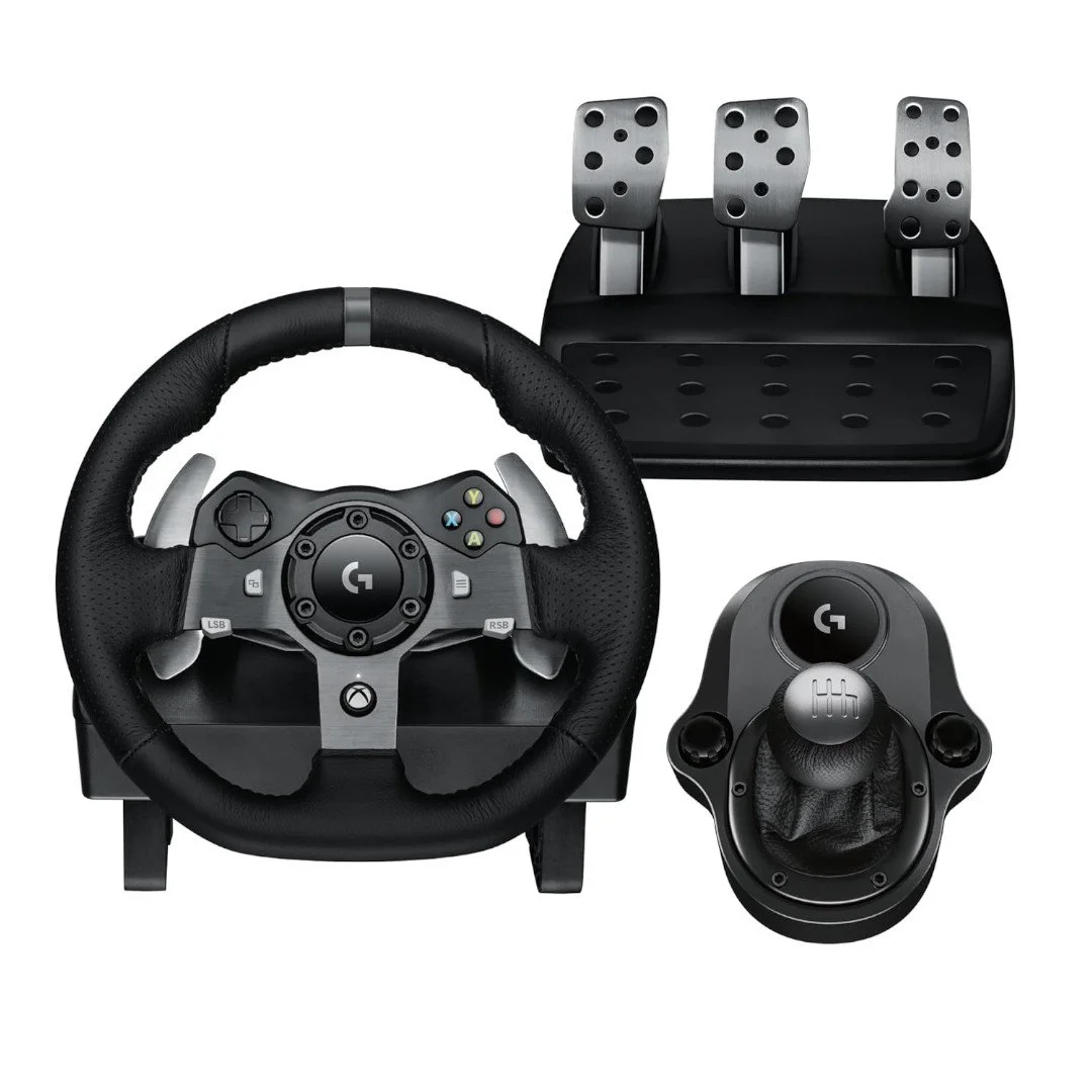 Logitech G920 Driving Force Racing Wheel and Pedals, Force Feedback + Logitech G Driving Force Shifter