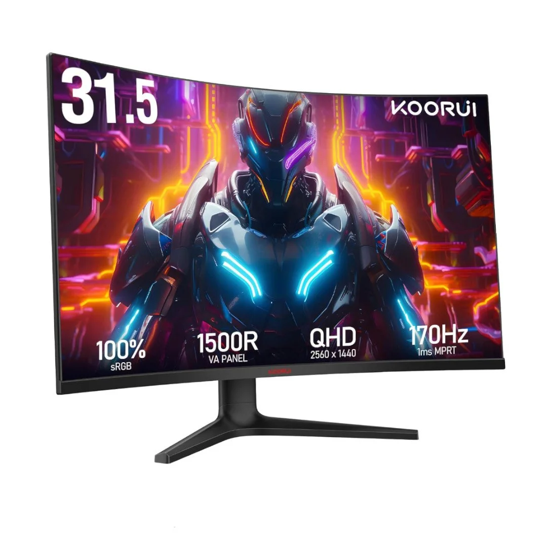 KOORUI 32 inch Curved Gaming Monitor - QHD (2560 x 1440) 2K Display, 170Hz