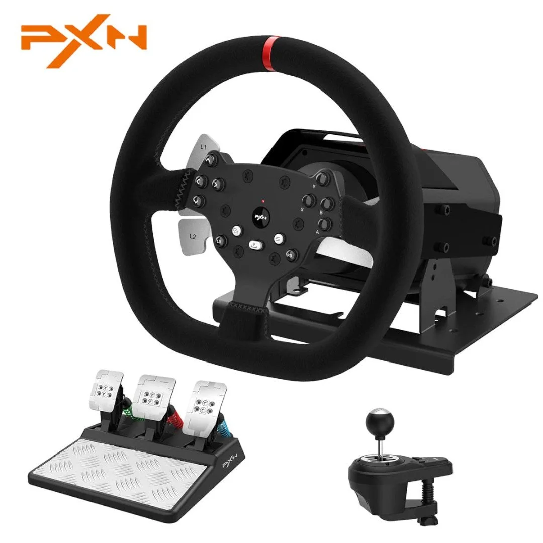 PXN Xbox Steering Wheel, V10 Real Force Feedback Driving Gaming Wheel with Shifter and Magnetic Pedals