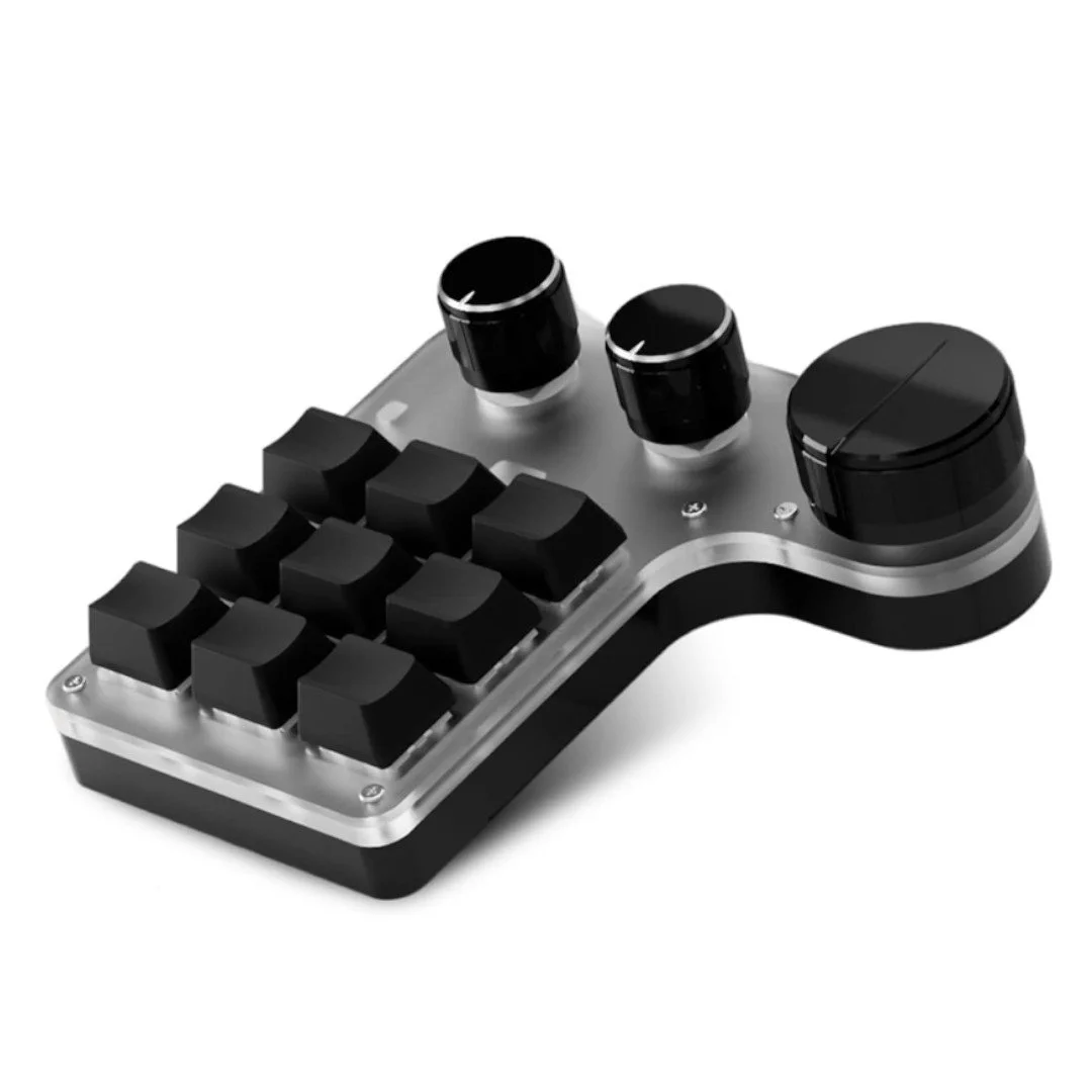 Mini Macro Mechanical Gaming Keyboard, 9 Keys 3 Knobs One Handed USB PC Keypad