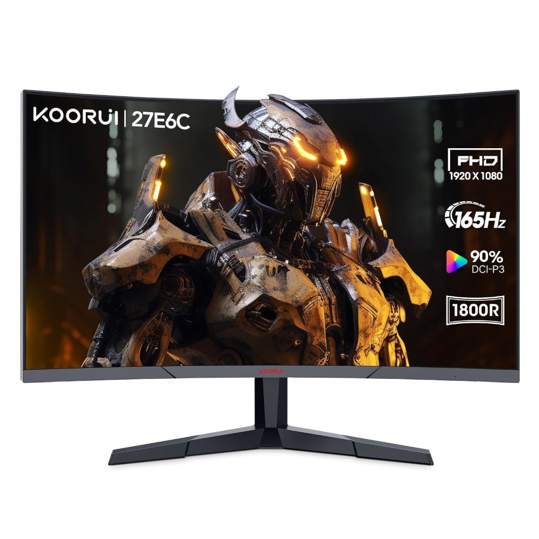 KOORUI Curved 27 Inch Gaming Monitor, Full HD 1080p R1800 165Hz VA
