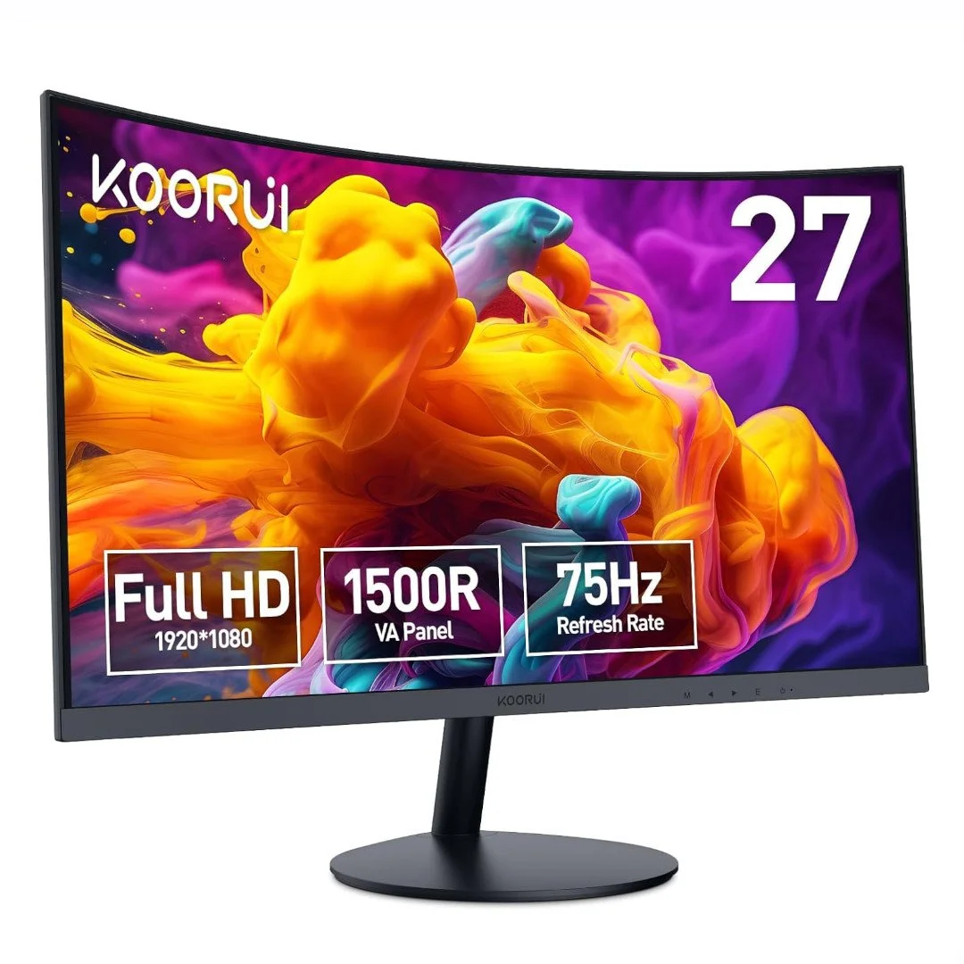 KOORUI 27 Inch Curved Monitor FHD 1080P 75Hz