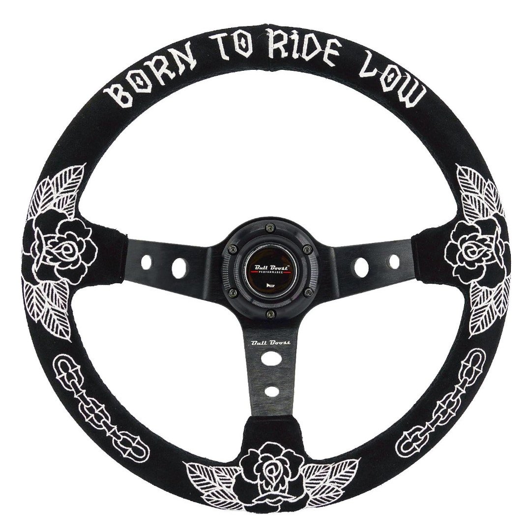 Custom Rose Steering Wheel 350mm Deep Dish 6 Bolt