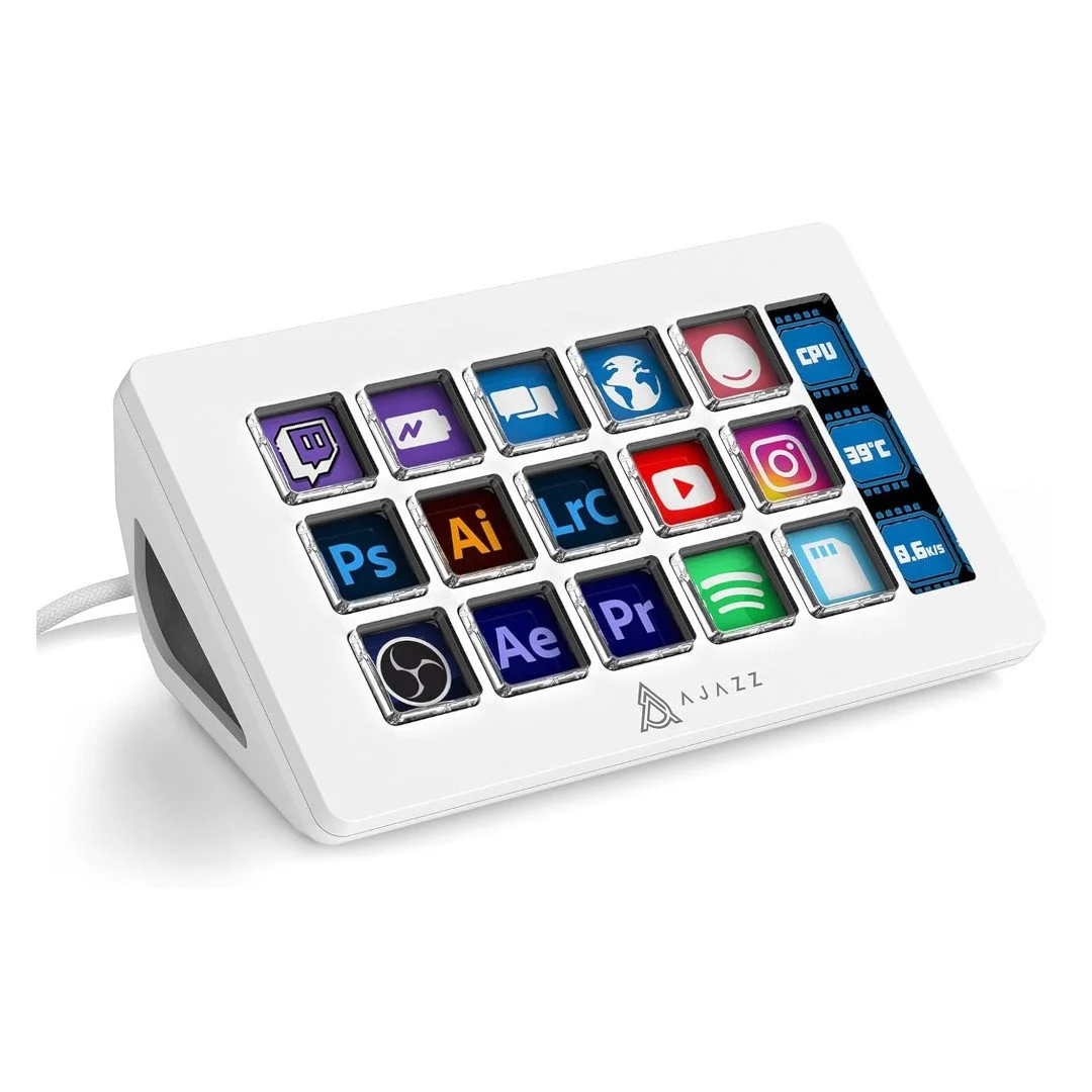 A.JAZZ AKP153 Stream Studio Controller Keypad Type-c Wired with 15 Macro LCD