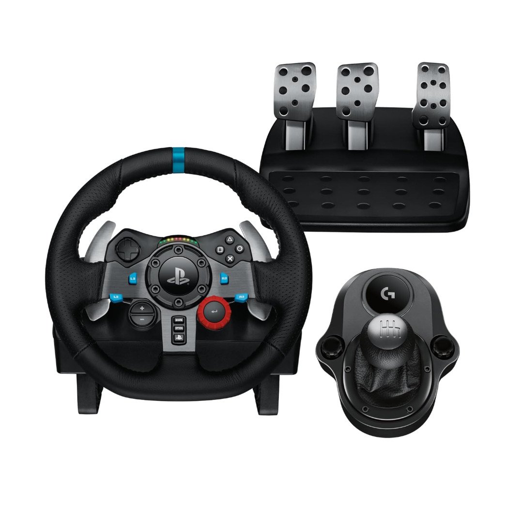 Logitech G29 Driving Force Racing Wheel and Pedals, Force Feedback + Logitech G Driving Force Shifter
